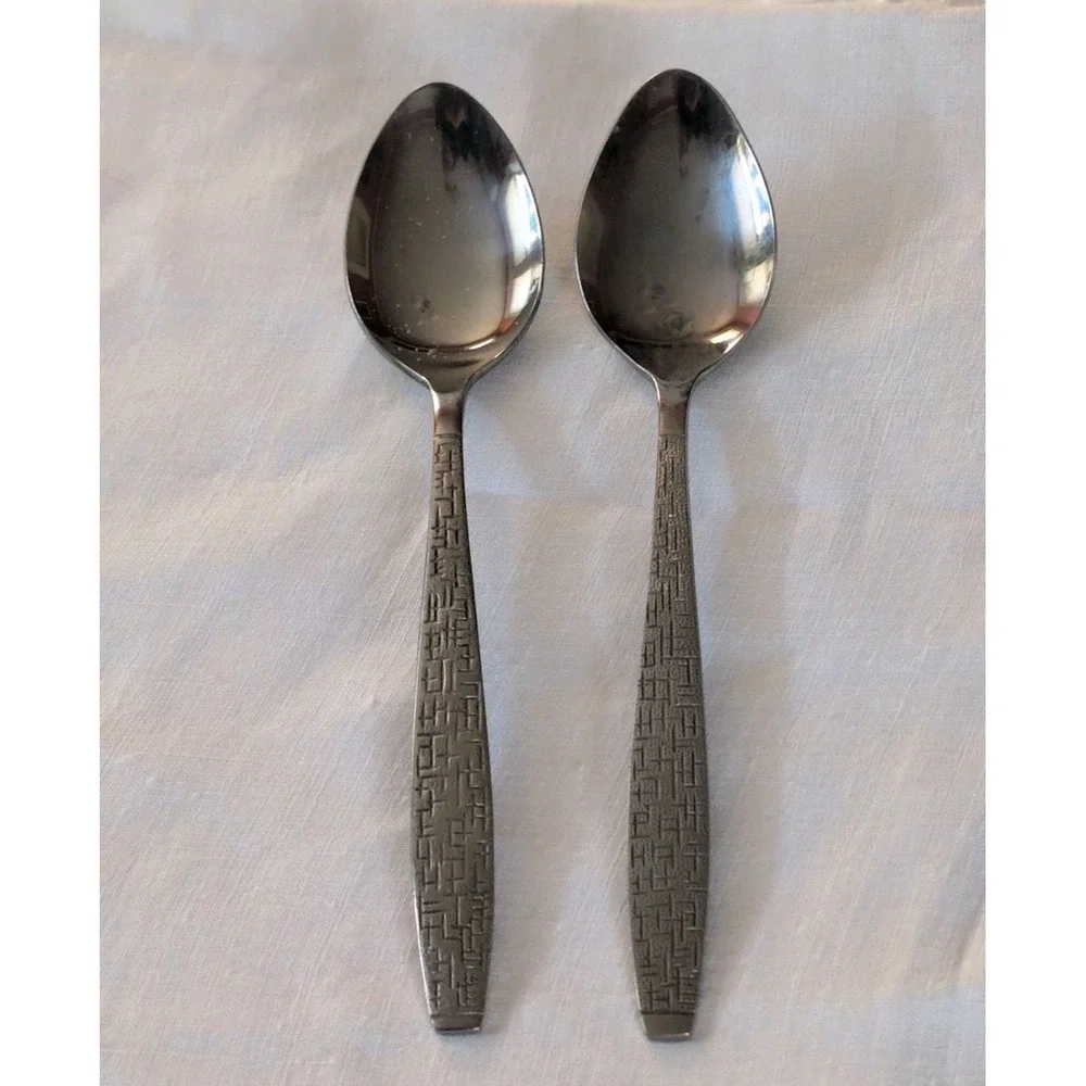Vtg 1960's TWA 1st Class Silverware 2 Spoons IAG & THC Japan Flight Souvenir‎